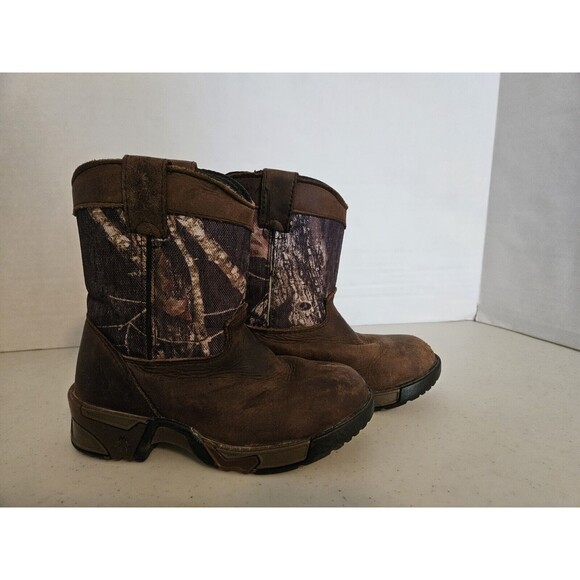 Rocky Kids Boys Brown Leather Aztec Wellington Camo Cowboy Boots Size 11M 11 - Picture 1 of 9